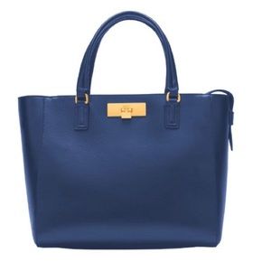 2 Leather Totes: Blue